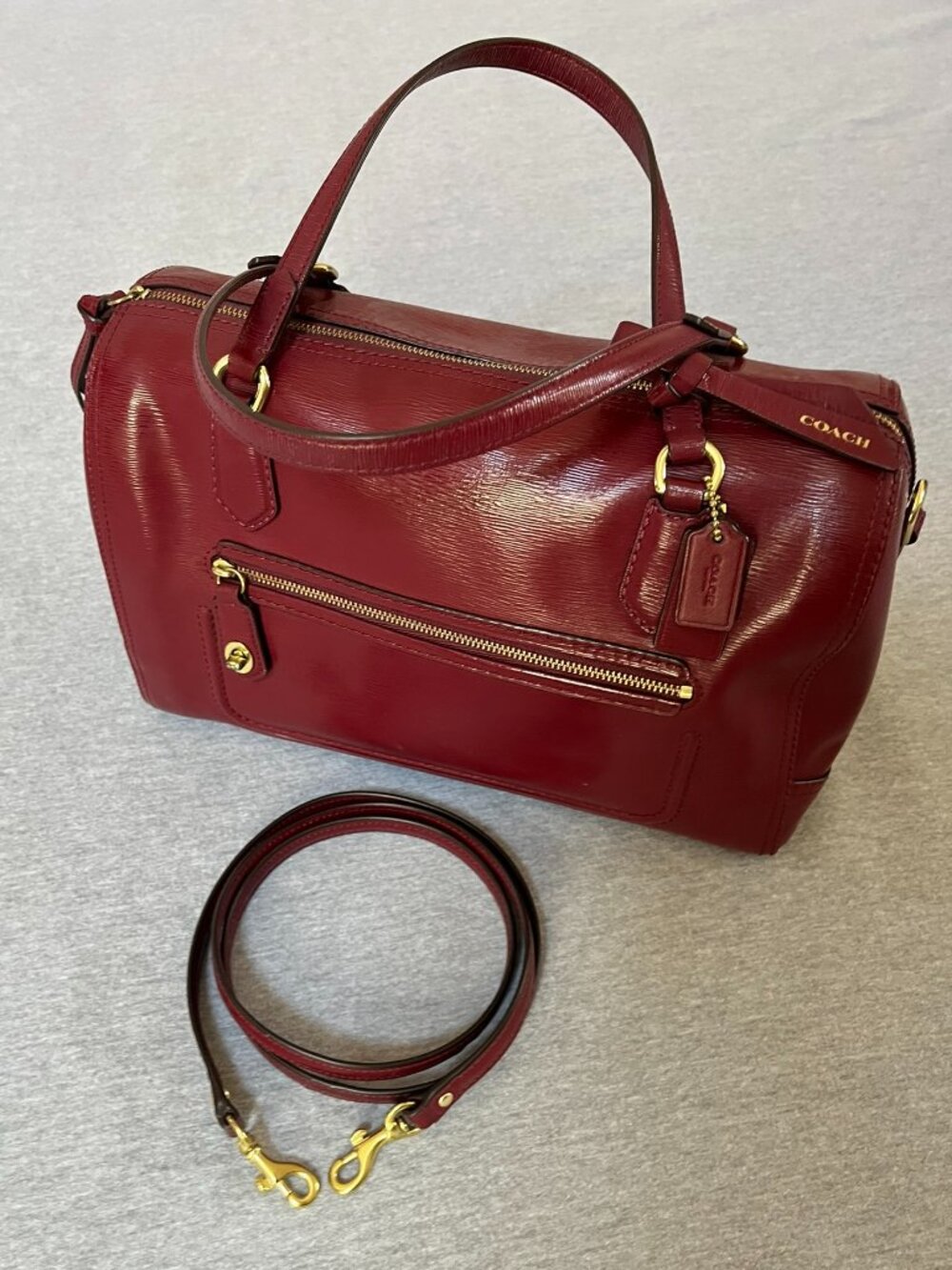 Coach Poppy East/West Red Satchel Purse